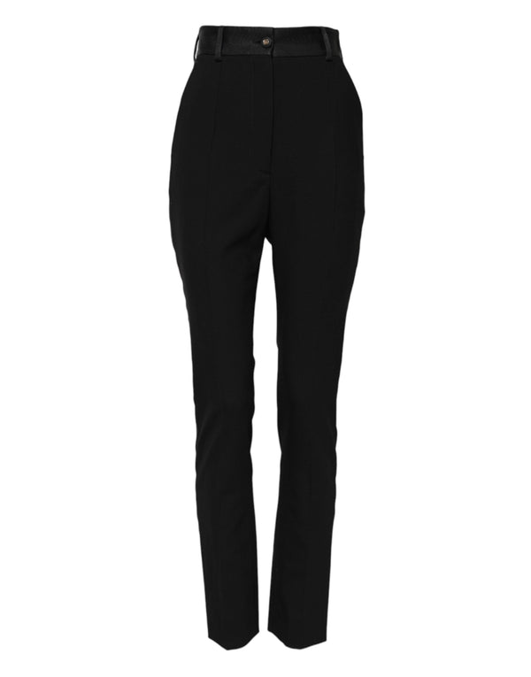 Black Wool High Waist Skinny Pants Dolce & Gabbana