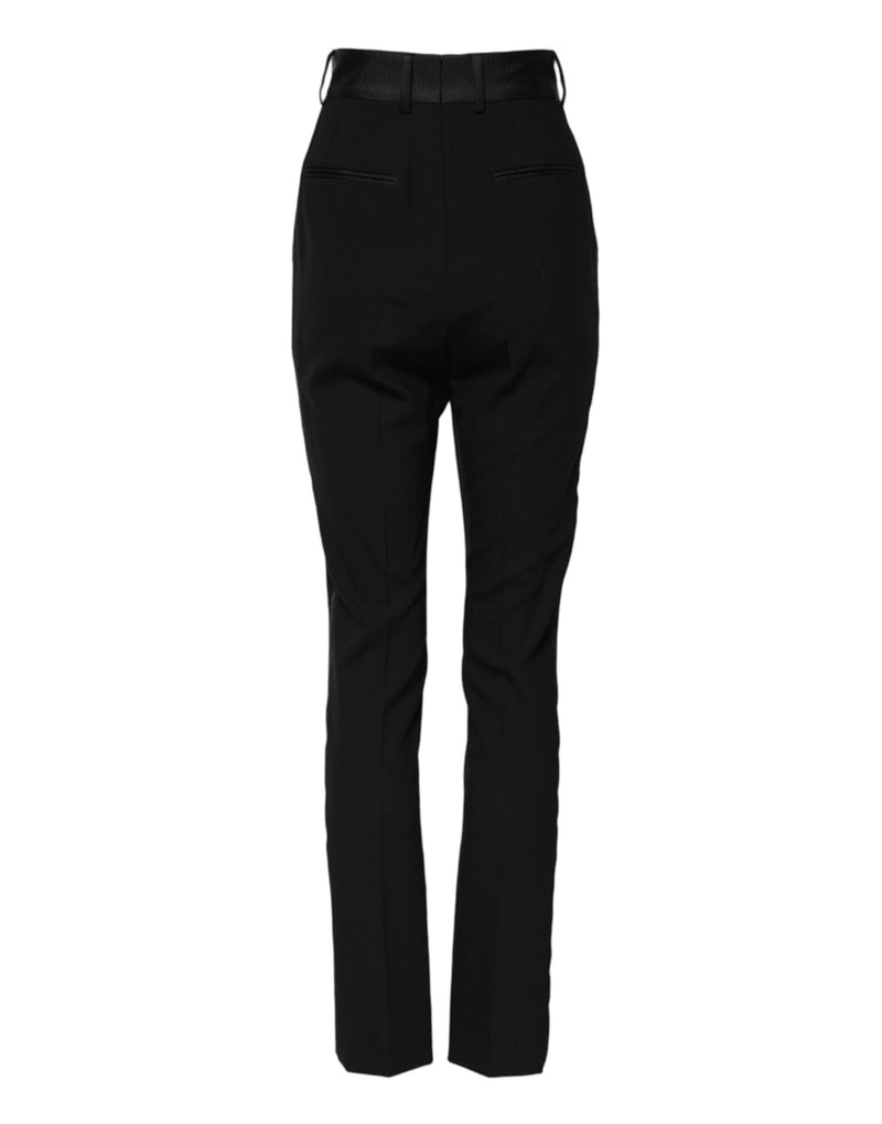 Black Wool High Waist Skinny Pants Dolce & Gabbana