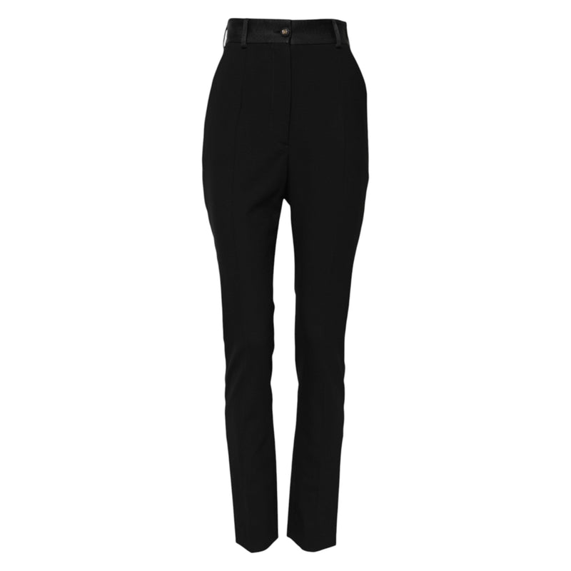 Black Wool High Waist Skinny Pants Dolce & Gabbana