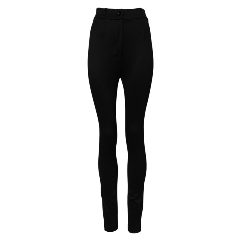 Black Nylon High Waist Skinny Leggings Pants Dolce & Gabbana