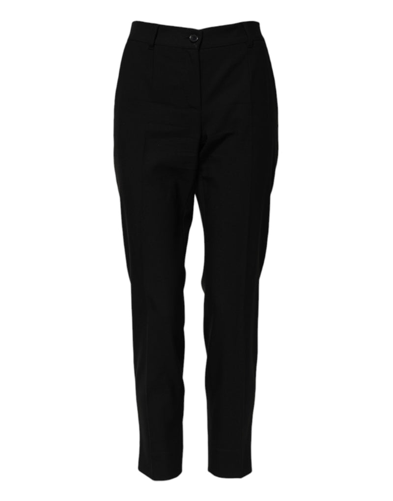 Black Wool High Waist Tapered Pants Dolce & Gabbana
