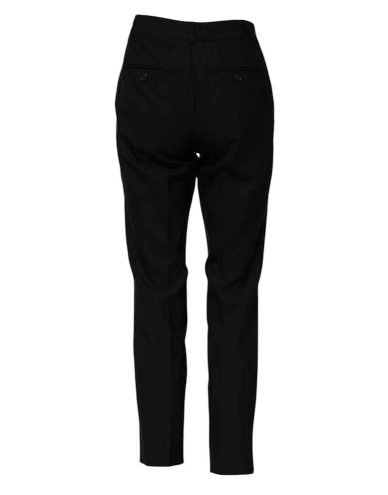 Black Wool High Waist Tapered Pants Dolce & Gabbana