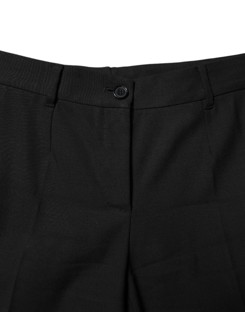 Black Wool High Waist Tapered Pants Dolce & Gabbana