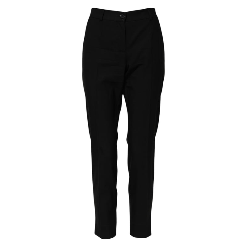 Black Wool High Waist Tapered Pants Dolce & Gabbana