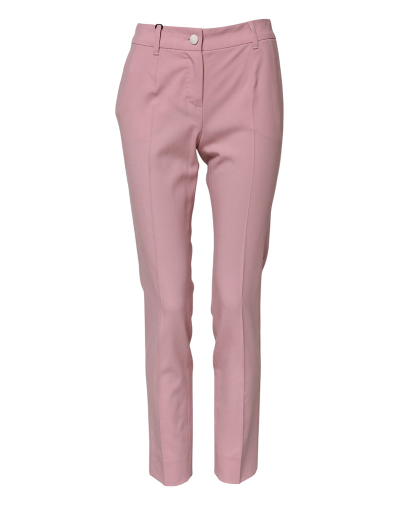 Pink Wool High Waist Tapered Pants Dolce & Gabbana