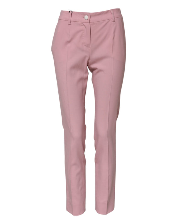 Pink Wool High Waist Tapered Pants Dolce & Gabbana