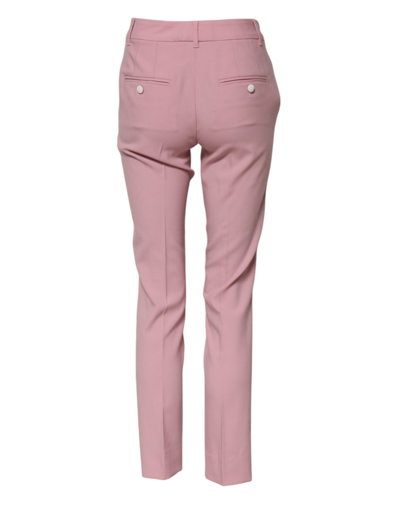 Pink Wool High Waist Tapered Pants Dolce & Gabbana