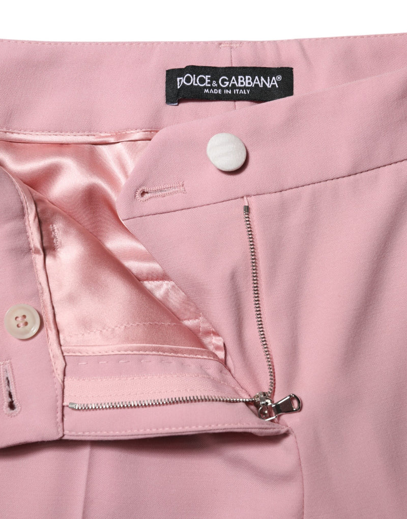 Pink Wool High Waist Tapered Pants Dolce & Gabbana