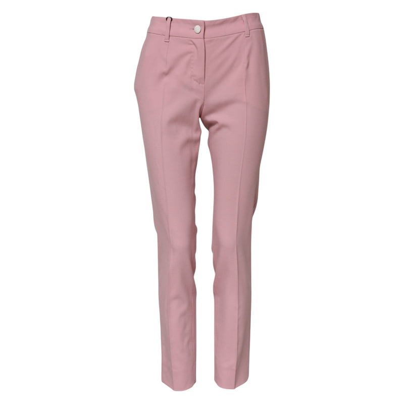 Pink Wool High Waist Tapered Pants Dolce & Gabbana