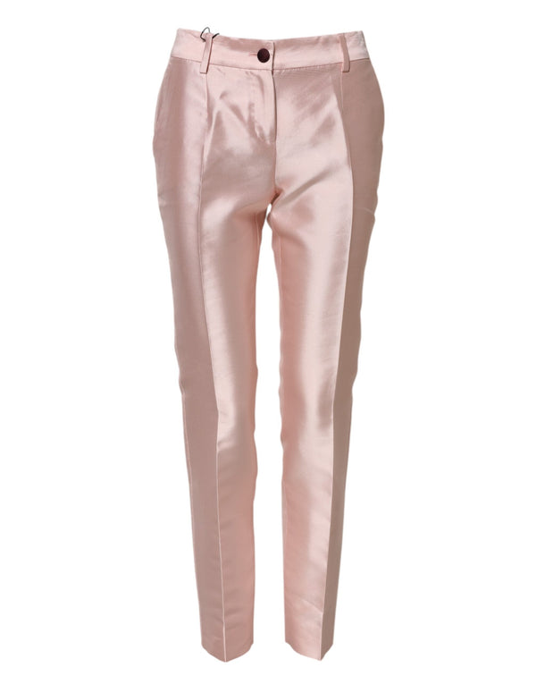 Pink Satin High Waist Tapered Pants Dolce & Gabbana
