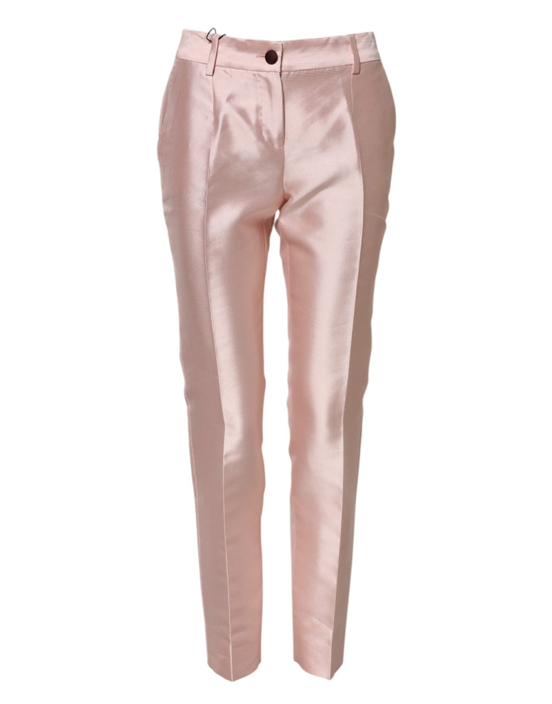Pink Satin High Waist Tapered Pants Dolce & Gabbana