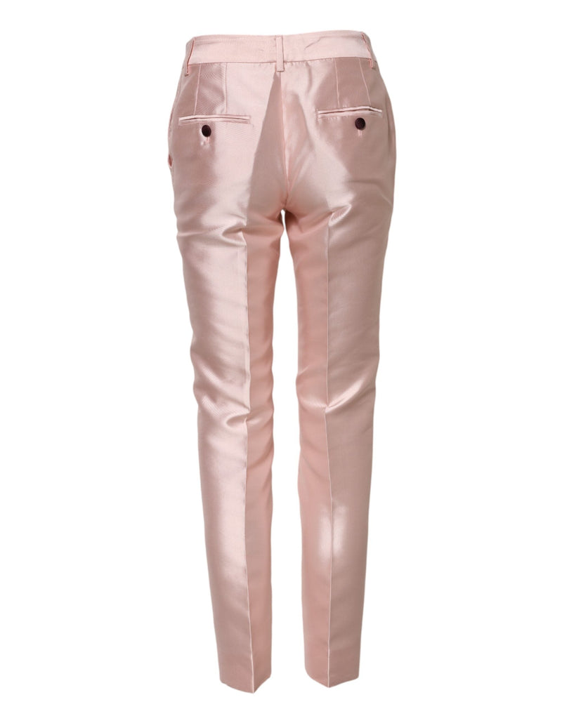 Pink Satin High Waist Tapered Pants Dolce & Gabbana