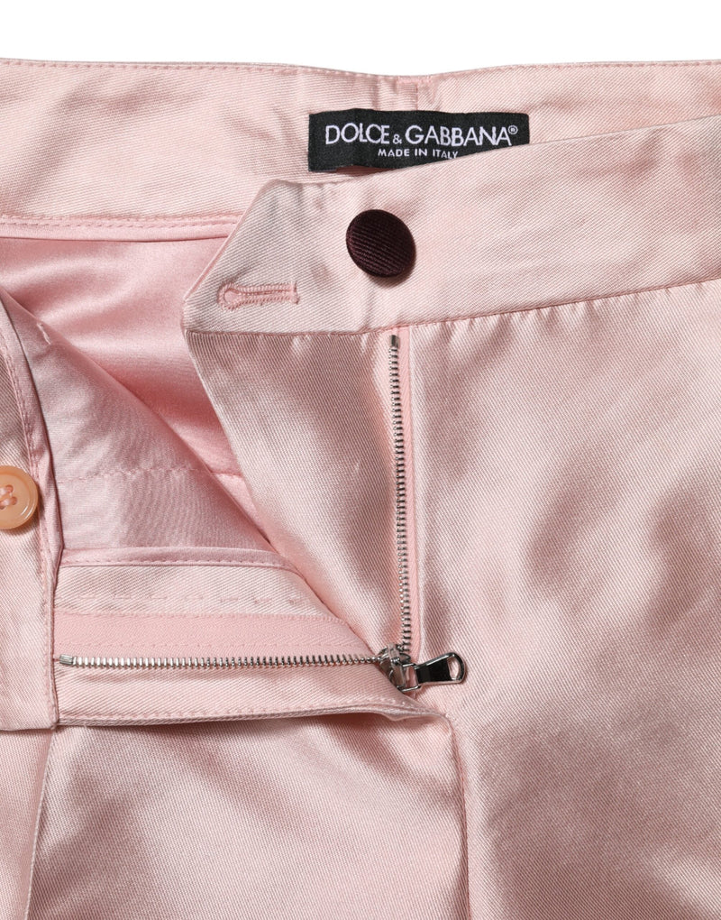 Pink Satin High Waist Tapered Pants Dolce & Gabbana
