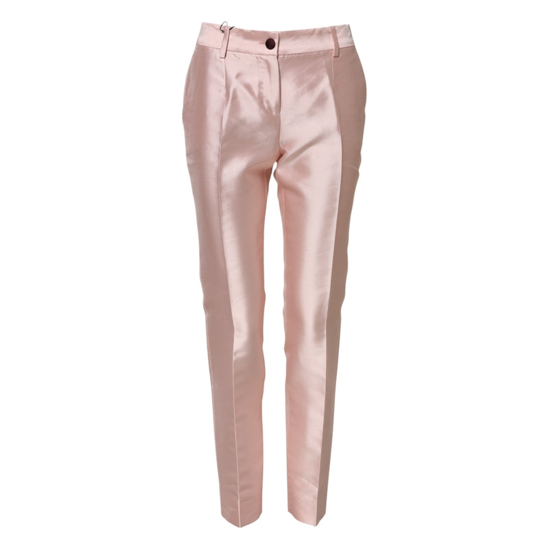 Pink Satin High Waist Tapered Pants Dolce & Gabbana