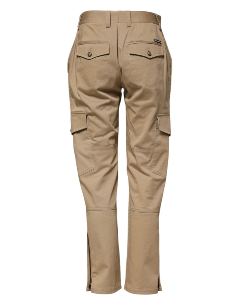 Beige Mid Waist Cargo Tapered Pants Dolce & Gabbana