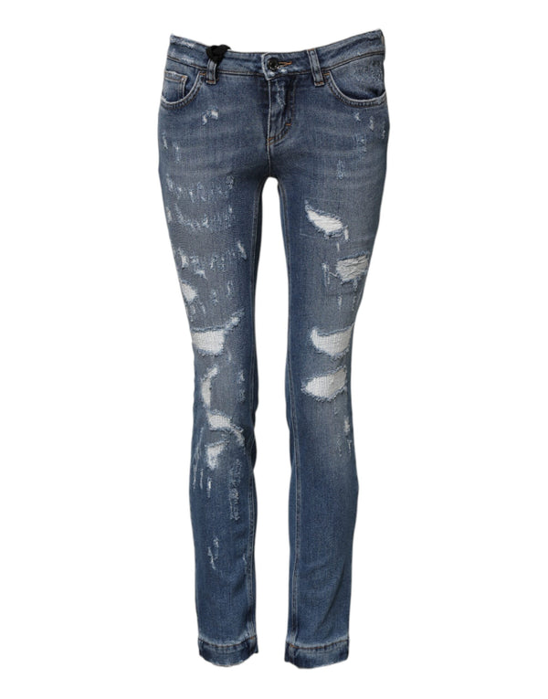Blue PRETTY Tattered Skinny Denim Jeans Dolce & Gabbana