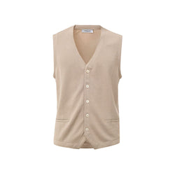 Beige Cotton Sleveless Jacket Gran Sasso