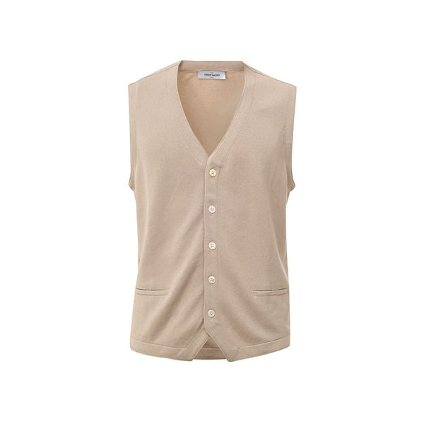 Beige Cotton Sleveless Jacket Gran Sasso