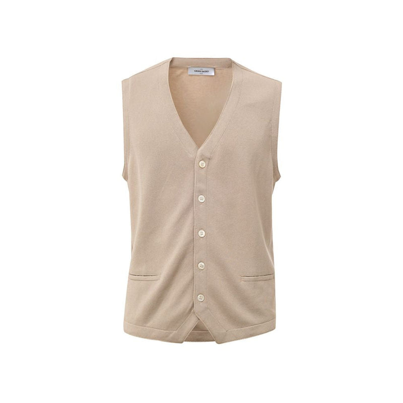 Beige Cotton Sleveless Jacket Gran Sasso