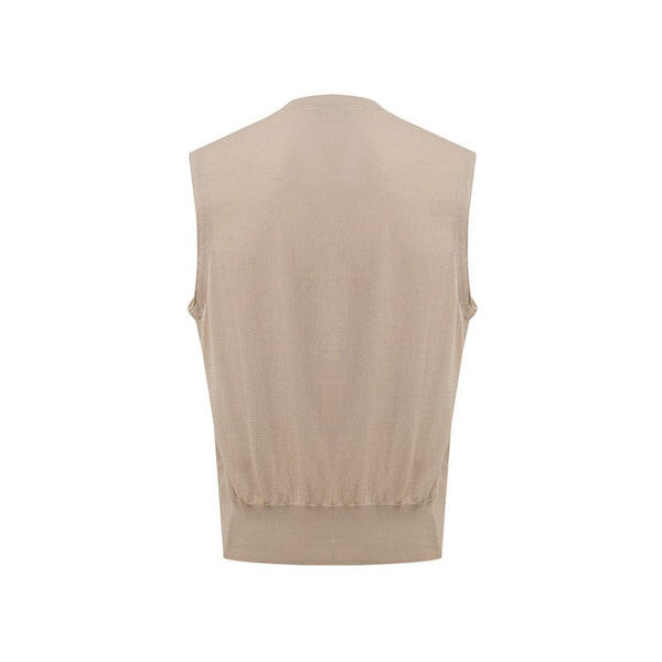 Beige Cotton Sleveless Jacket Gran Sasso