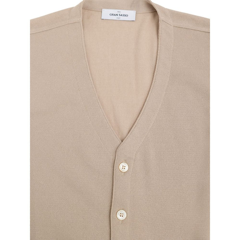 Beige Cotton Sleveless Jacket Gran Sasso