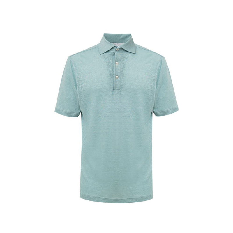Blue Linen Polo Shirt Gran Sasso