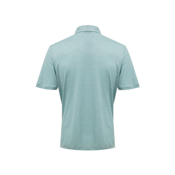 Blue Linen Polo Shirt Gran Sasso
