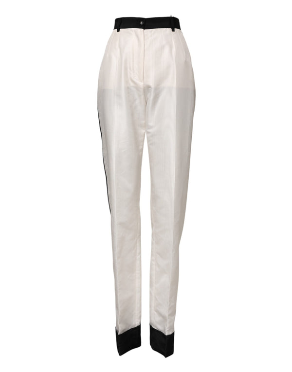White High Waist Straight Dress Trouser Pants Dolce & Gabbana