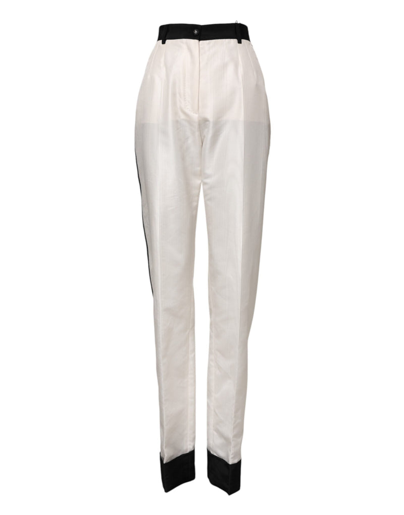 White High Waist Straight Dress Trouser Pants Dolce & Gabbana