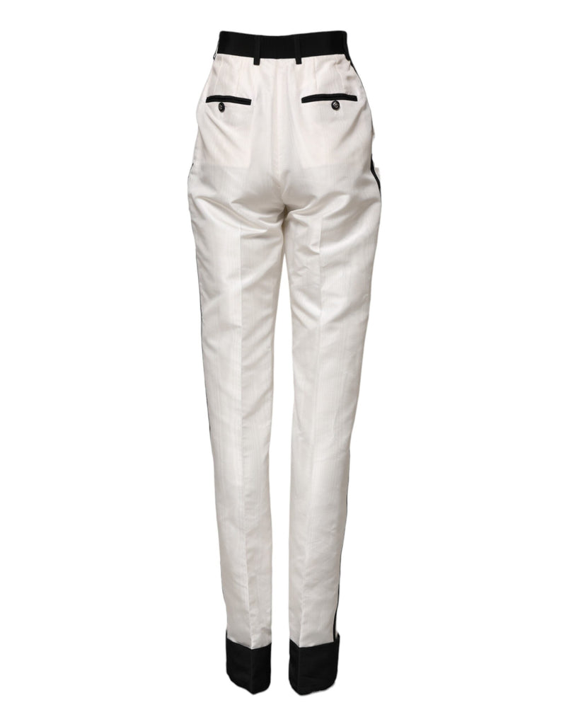 White High Waist Straight Dress Trouser Pants Dolce & Gabbana