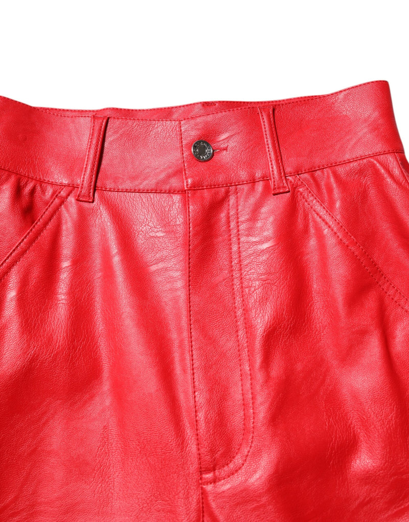 Red Viscose High Waist Tapered Trouser Pants Dolce & Gabbana