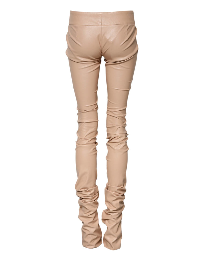 Beige Lace Details Mid Waist Skinny Pants Dolce & Gabbana