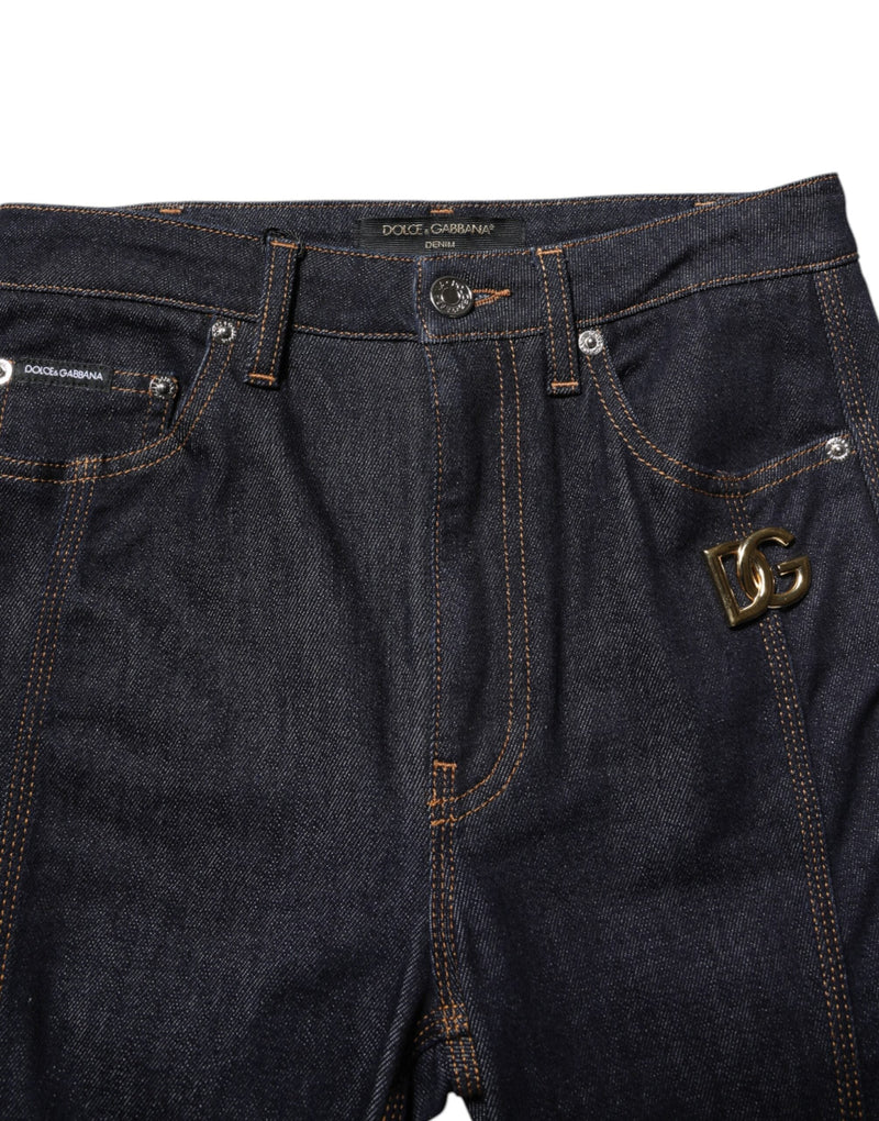 Black Cotton Mid Waist Bootcut Denim Jeans Dolce & Gabbana
