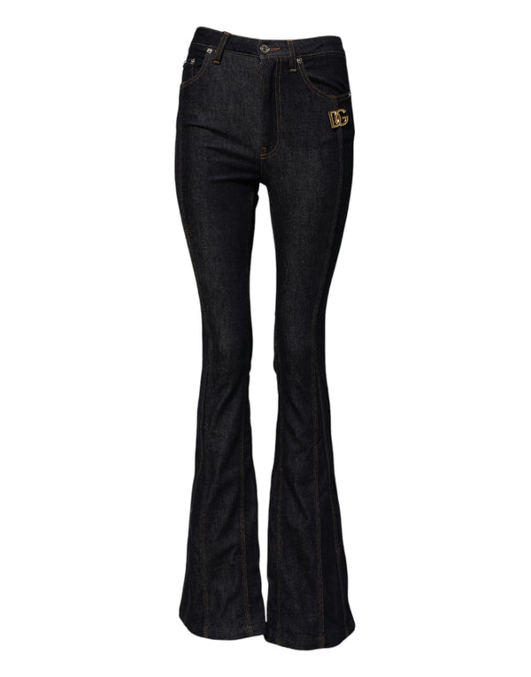 Black Cotton Mid Waist Bootcut Denim Jeans Dolce & Gabbana
