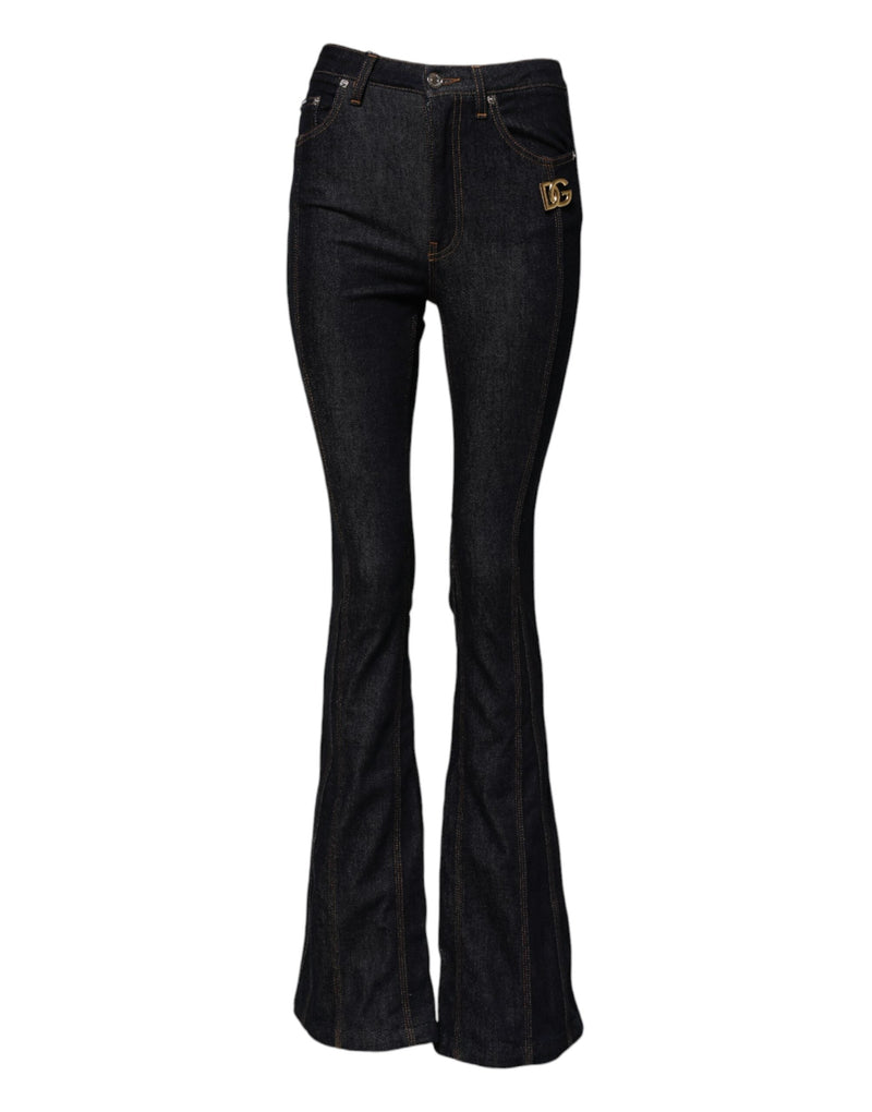 Black Cotton Mid Waist Bootcut Denim Jeans Dolce & Gabbana