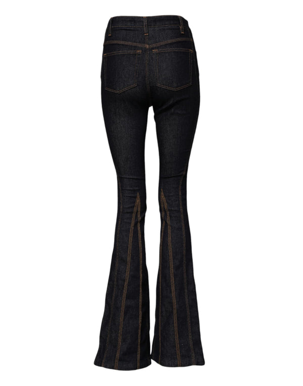 Black Cotton Mid Waist Bootcut Denim Jeans Dolce & Gabbana