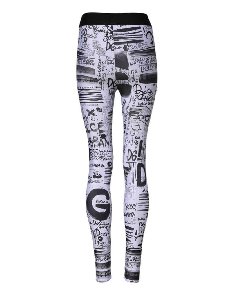 White Graphic HighWaist Skinny Leggings Pants Dolce & Gabbana