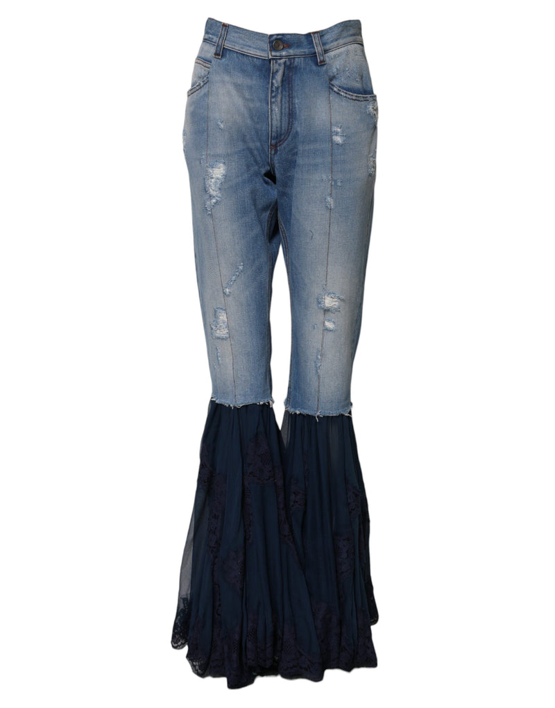 Blue Cotton High Waist Flared Denim Jeans Dolce & Gabbana