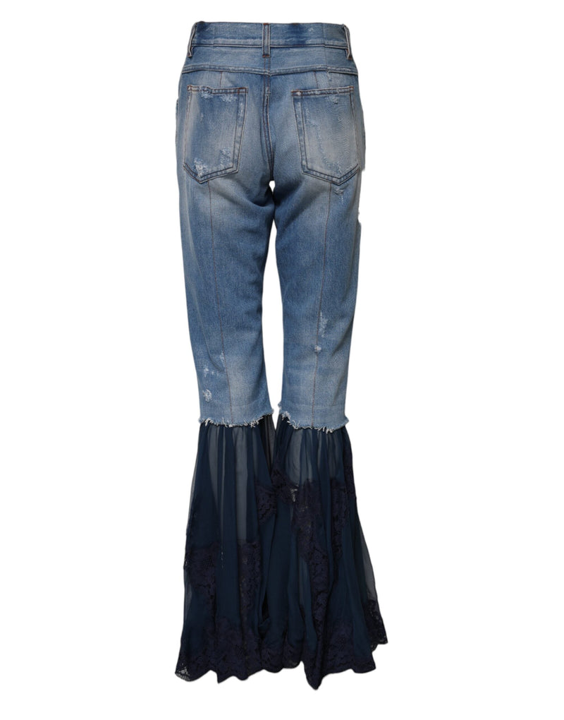 Blue Cotton High Waist Flared Denim Jeans Dolce & Gabbana