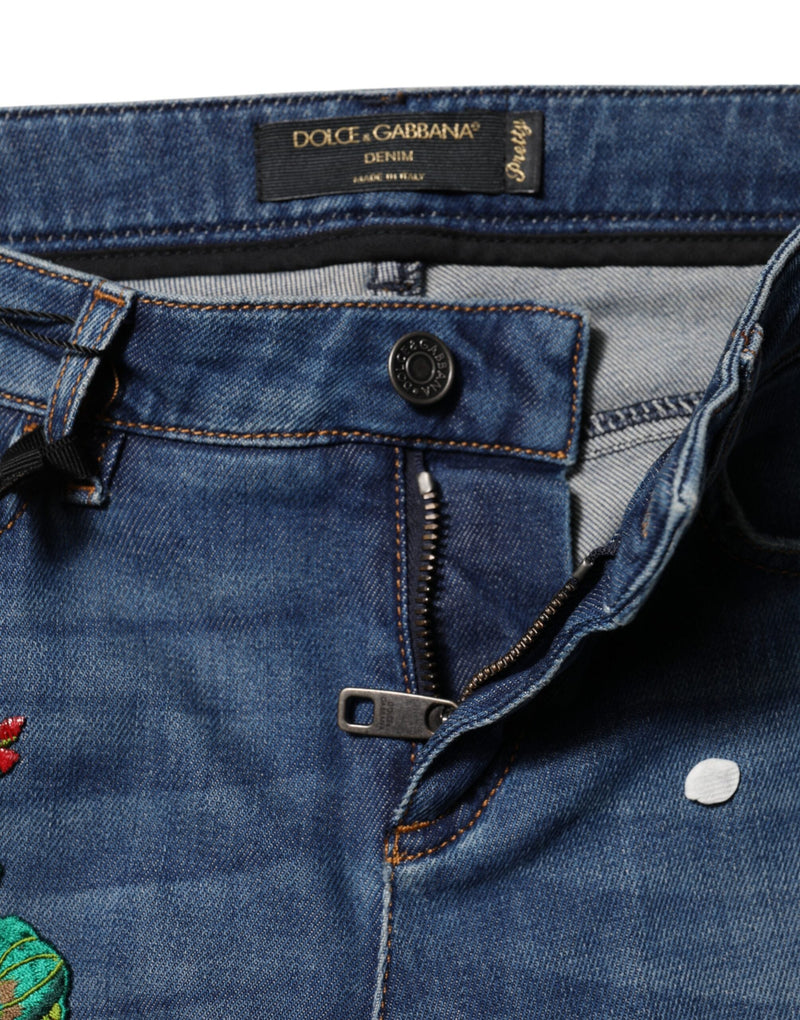 Blue Cotton Mid Waist Skinny Denim Jeans Dolce & Gabbana