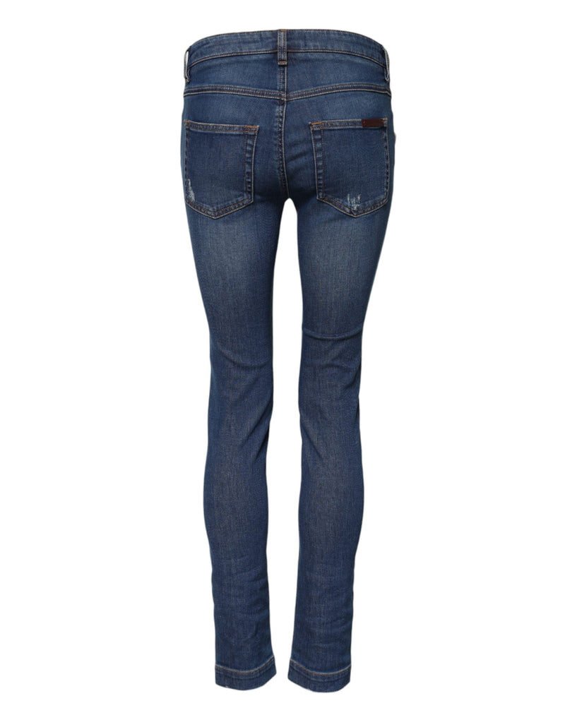 Blue Cotton Mid Waist Skinny Denim Jeans Dolce & Gabbana