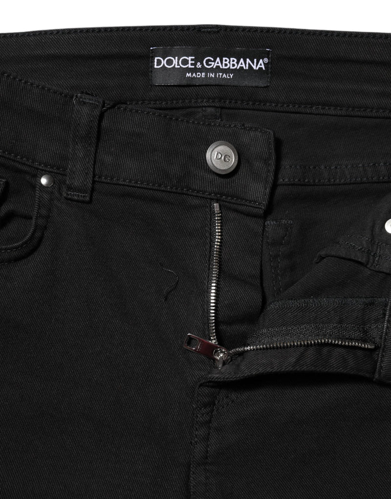 Black Cotton Logo Skinny MidWaist Denim Jeans Dolce & Gabbana