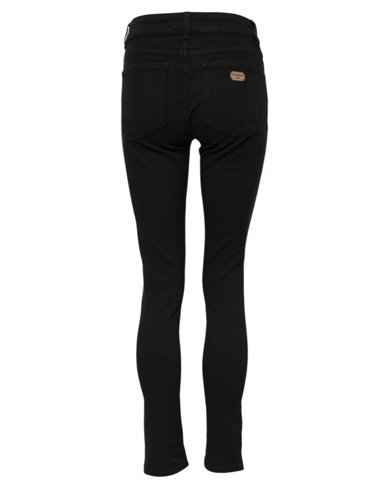 Black Cotton Logo Skinny MidWaist Denim Jeans Dolce & Gabbana