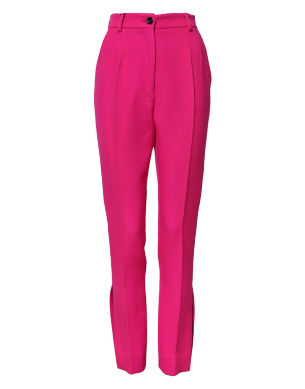 Fuchsia Pink HighWaist Tapered Trouser Pants Dolce & Gabbana