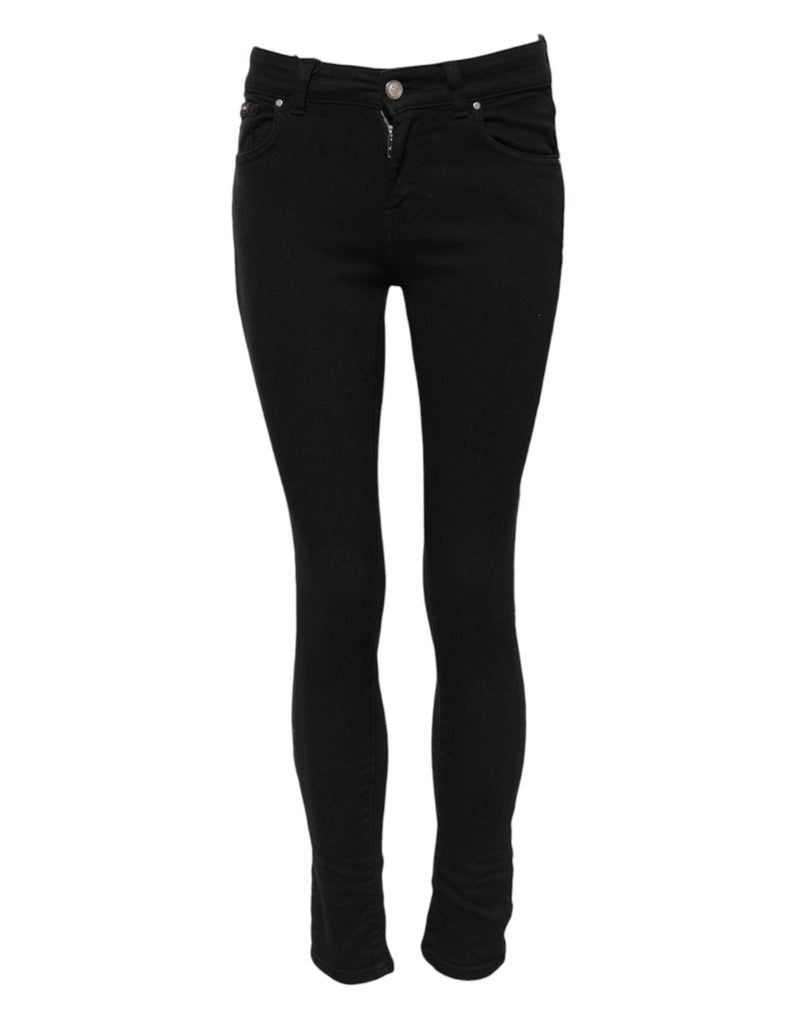 Black Cotton Skinny Mid Waist Denim Jeans Dolce & Gabbana