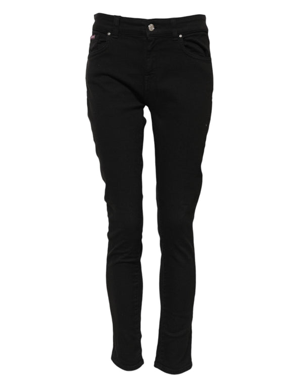 Black Cotton Skinny Mid Waist Denim Jeans Dolce & Gabbana