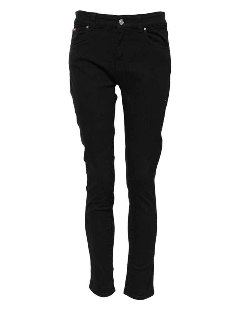 Black Cotton Logo Skinny Mid Waist Denim Jeans Dolce & Gabbana