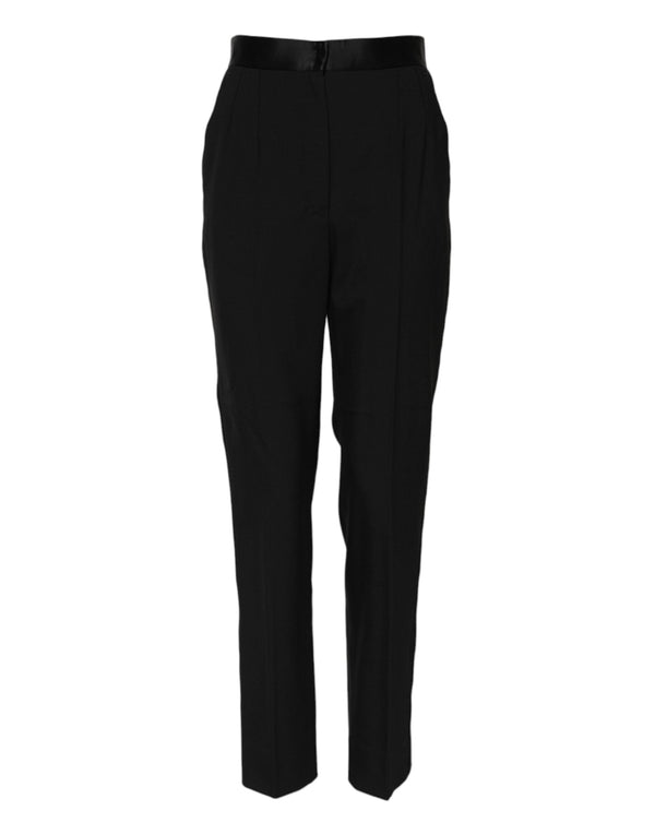 Black Wool Tapered High Waist Pants Dolce & Gabbana