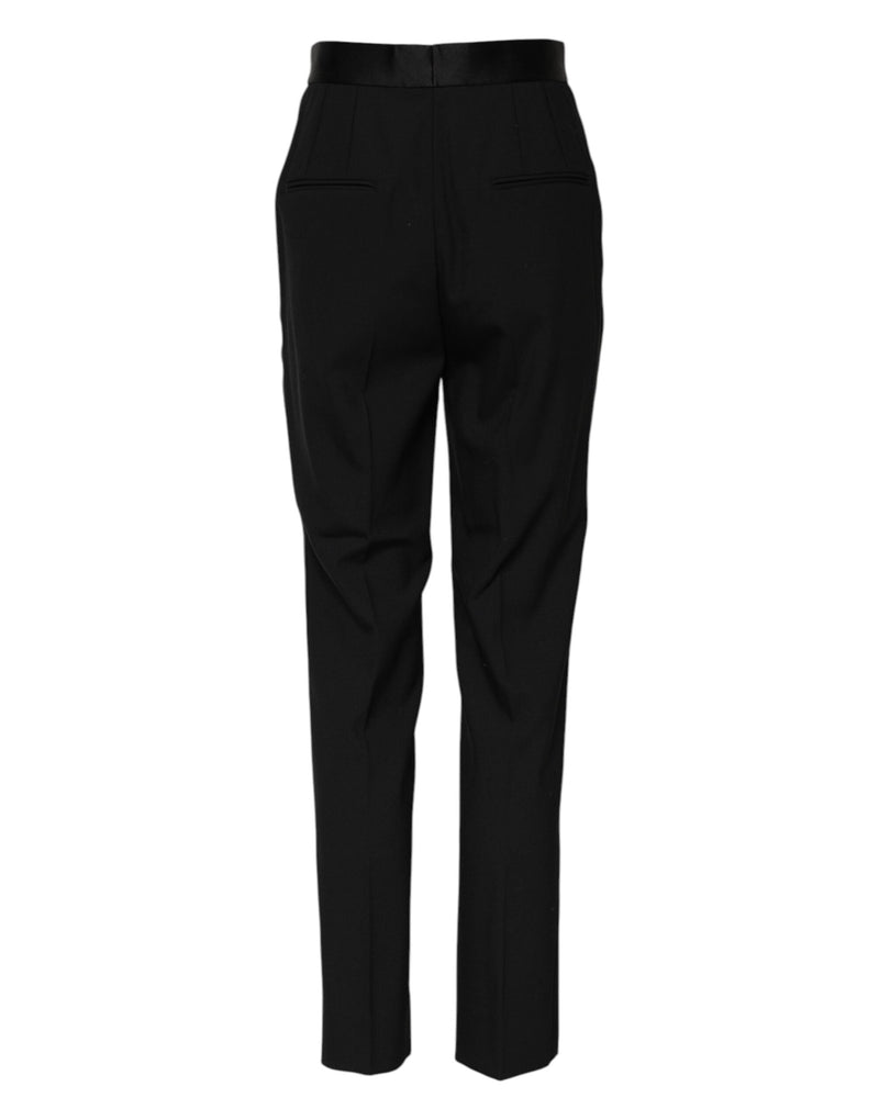 Black Wool Tapered High Waist Pants Dolce & Gabbana