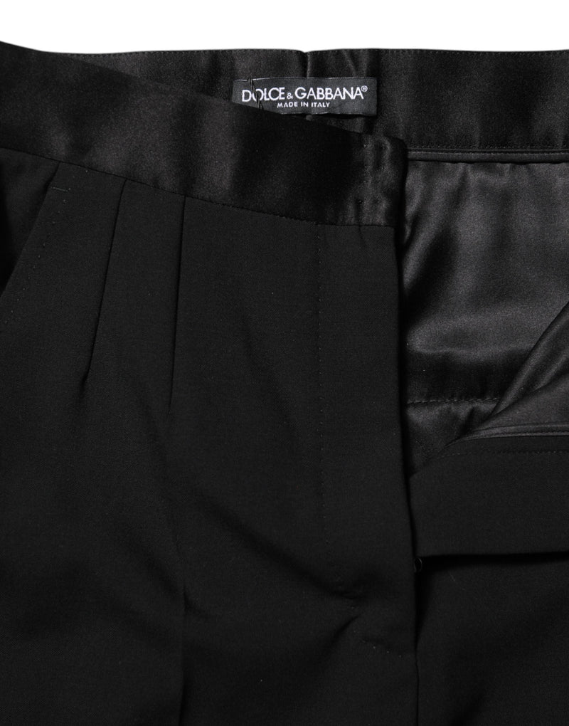 Black Wool Tapered High Waist Pants Dolce & Gabbana